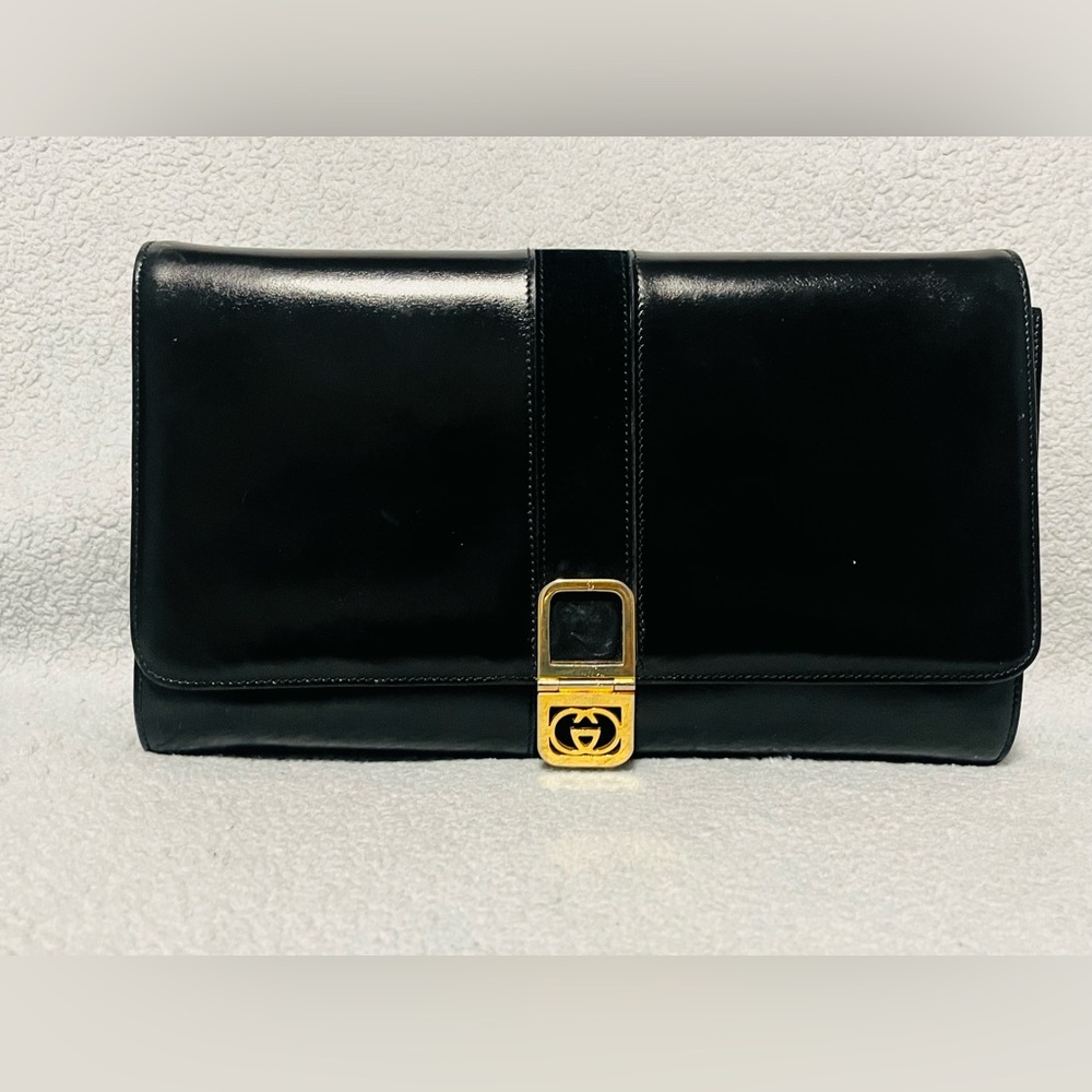 Gucci Vintage Interlocking GG Black Clutch/Crossbody Bag - Picture 5 of 14